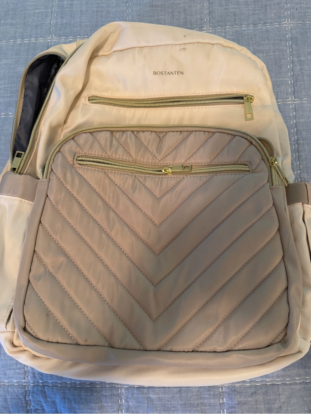 Bostanten Women's Quilted Beige Backpack